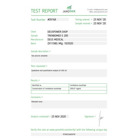 TRENBOMED E 200 (TRENBOLONE ENANTHATE) INJECTABLE STEROID IN AMPOULES Deus Medical
